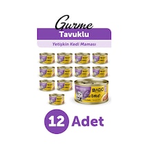 Bado Gurme Yaş Yetişkin Kedi Maması Tavuklu 85 Gr 12 Adet
