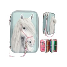 Miss Melody 3 Katlı İçi Dolu Kalem Çantası Horse Head Application 13692 Çok Renkli