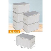 Serstil 5 Adet - Mini Boy Baskı Detaylı Antrasit Çizgili Hurç 30 X 22 X 18 Cm Gri