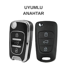 Hyundai Ve Kia - İ10 İ20 İ30 İx25 İx35 Elentra Ceed Picanto Rio 3 Buton Nano Anahtar Kılıfı