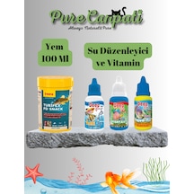 Purecanpati Akvaryum Bakım Seti Sera Tubifex Yem 100 Ml + Vitamin + Su Düzenleyici + Antiklor