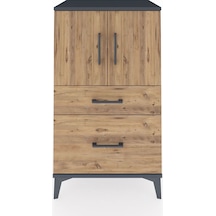 Hyperion Komodin 2 Raflı 2 Çekmeceli 2 Kapaklı 60x44x106 Antrasit-çam Antrasit