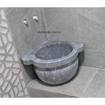 Mermer Banyo Seti Banyo Kurnası Gri - Siyah