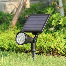 Büro Ev Ofis Bahçe Aydınlatması İçin 7w Solar Güneş Enerji Şarjlı Kazıklı Tip Rgb Led Lamba Açık Gri