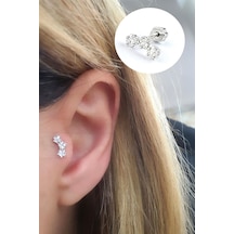 Pırlanta Parlaklığında Zirkon Taşlı 925ayar Gümüş Yay Tragus Helix Piercing Gümüş