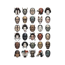 30 Adet Gotik Japon Kukla Sticker Seti - Laptop Kılıf Ve Defter Çok Renkli