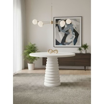 Spirra Yuvarlak Ahşap Yemek Masası 120x120 Beyaz