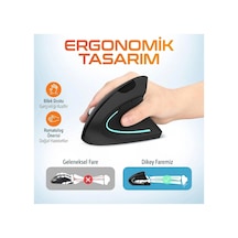 2.4g Dikey Ergonomik Kablosuz Optik Mouse - 800/1200/1600 Dpı - Siyah