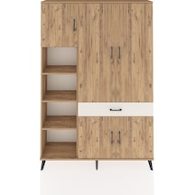 Arges Dolap 8 Raflı Tek Çekmeceli 5 Kapaklı 132x30x195 Çam-ça... Çam