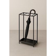Metal Şemsiyelik Dikdörtgen Model Modern Şemsiyelik Alt Hazneli Şemsiyelik Siyah