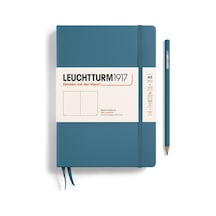 Leuchtturm1917 Not Defteri Orta Boy A5 , Sert Kapak, 251 Numaralandırılmış Sayfa, Düz, Taş Mavisi Mavi
