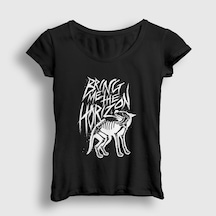 Presmono Kadın Wolf Bring Me The Horizon T-shirt Siyah