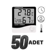 50 Adet Dijital Termometre Sıcaklık Ve Nem Ölçer Masa Saati Alarm