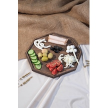 Fam Wood Art Büyük Boy Sekizgen Supla Ve Sunumluk Kahverengi