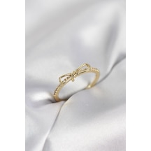 Fiyonk Model Zirkon Taşlı Gold Renk Kadın Yüzük Karışık