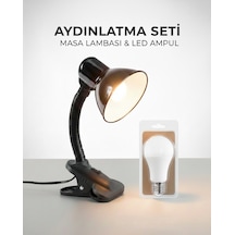 Kml201 Masa Lambası E27 Duy / 80 200 Mm + Kes170 6500k Ampul İle Birlikte Siyah