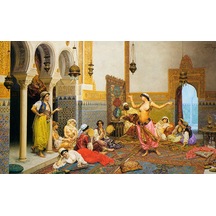 Armada Çini 80X120 Osmanlı Türk Hamamı Sazende Dijital Baskı Pano