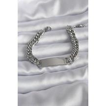 Ezoconcept 316l Çelik Gümüş Renk İsim Yazılabilir Plaka Model Kadın Bileklik