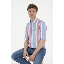 U.s. Polo Assn. Erkek Koyu Mavi Gömlek Desenli 50283813-vr032 Mavi