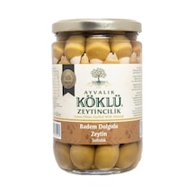 Ayvalık Köklü Zeytincilik Badem Dolgulu Yeşil Zeytin Cam 400 G