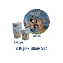 Bluey Konsept 8 Kişilik Doğum Günü Parti Seti Tabak Ve Bardak Mavi Tüm Yaşlar