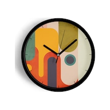 Soyut - Bohem - Geometrik Temalı Modern Duvar Saati - 30cm - Önü Camlı Siyah Kasa - Sessiz Mekanizma-jh0470 Siyah