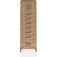 Kronos Dolap Tek Raflı 7 Çekmeceli 2 Kapaklı 60x59x182 Çam-çam Çam