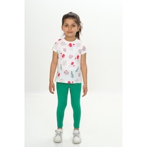 Toontoy Kids Toontoy Kız Çocuk Çiçek Baskılı Kaprili Takım Çimen Yeşili