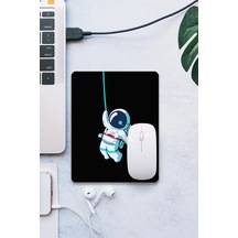 Sonictouch Astronot Temalı Siyah Pürüzsüz Yüzey Kaymaz Taban Dikişsiz Kenar Gamer Oyuncu Mouse Pad 1 Mousepad