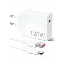 120w Şarj Aleti Hızlı Çift Turbo Şarj Aleti Seti Beyaz Android