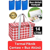 Premium Soğuk Sıcak Termal Piknik Kamp Çantası Yemek Taşıma Yalıtımlı Piknik Termos + Buz Aküsü Kırmızı