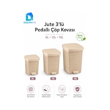 Jute 3 Lü Pedallı Çöp Kovası Seti 6 L + 12 L + 18 L Bej