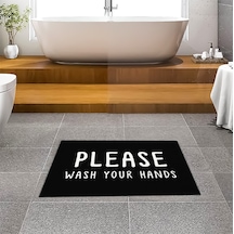 Evaşk Banyo Paspası İpeksi Kadifemsi Halı Yüzey Kaymaz Taban 45x75 BM03345S Siyah