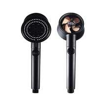 Turbo Fan Pervaneli 5 Fonksiyonlu, Start/stop Düğmeli Su Tasarruflu Duş Başlığı, El Duşu Siyah/gold Diğer