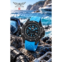Xpro Dive 200 Erkek Kol Saati 42.8 Mm Safir Cam 20 Atm Açık Mavi Silikon Kayışlı Dalış Saati Siyah - 928123643 Siyah