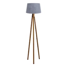 Düz 3 Ayak Tripod Lambader Abajur Köşe Lambası Ahşap Naturel Ağaç Dekor Lamba Aplik Masif Doğal Diğer