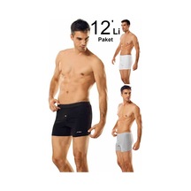 12'li Paket Düğmeli Erkek Boxer KARIŞIK RENK