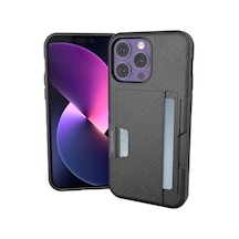 İphone 14 Pro Max Cüzdan Kılıfı - Cüzdan Slayer Vol. 2 İnce + Koruyucu Dayanaklı Kredi Kartı Tutucu - Siyah Kravat Çok Renkli