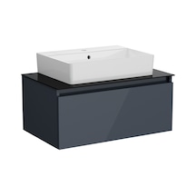 VitrA Nuo 67693 Lavabo Dolabı Parlak Antrasit Çanak Lavabolu 80 CM Parlak Antrasit