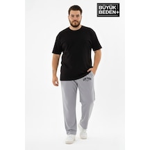 Süperlife Erkek Büyük Beden New York Baskılı Rahat Kesim Paça Reçme İnce Eşofman Altı Spr26ea952-5 Gri Melanj