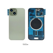 Apple iPhone Uyumlu 15 Arka Pil Kapağı Full Nfc Li Lensli- Cam Açık Yeşil 27540149