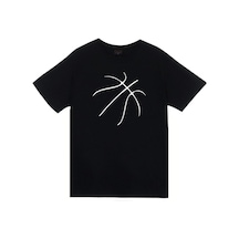 Stoned&Fame Unisex Siyah Basketbol Topu Baskılı T-shirt SIYAH