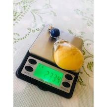 Doğal Kaya Damla Kehribar Lapis Lazuli Taşlı Kolye Ucu 23,34 Gram