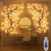 Shopytech Dal Şeklinde Led Duvar Işığı 1.85m 96 Led Sıcak Beyaz Usb Uzaktan Kumandalı Zamanlayıcılı Çok Renkli
