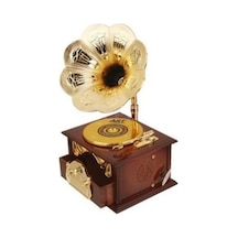 Gramafon Müzik Kutusu Dönen Plaklı - Küçük Boy