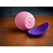 Gees Global 3d Baskı Küre Saksı - Kafes Dokulu İki Parçalı Dekoratif Saksı - Pembe-mor Gbzs