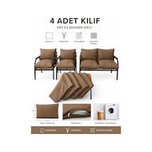 Balkon Bahçe Takımı Minder Kılıfı 4 Lü Set Kahverengi 55x90 Cm Fermuarlı Yıkanabilir