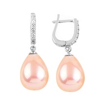 Gümüş Sallantılı Pembe Gerçek Inci Küpe