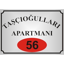 Model11 Apartman İsim Tabelası Aliminyum AYNALI Gümüş  Metal Levha