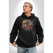 Kızıl Derili Kuru Kafa Düş Kapanı Kadın Erkek Siyah Kapüşonlu Sweatshirt Hoodie Siyah